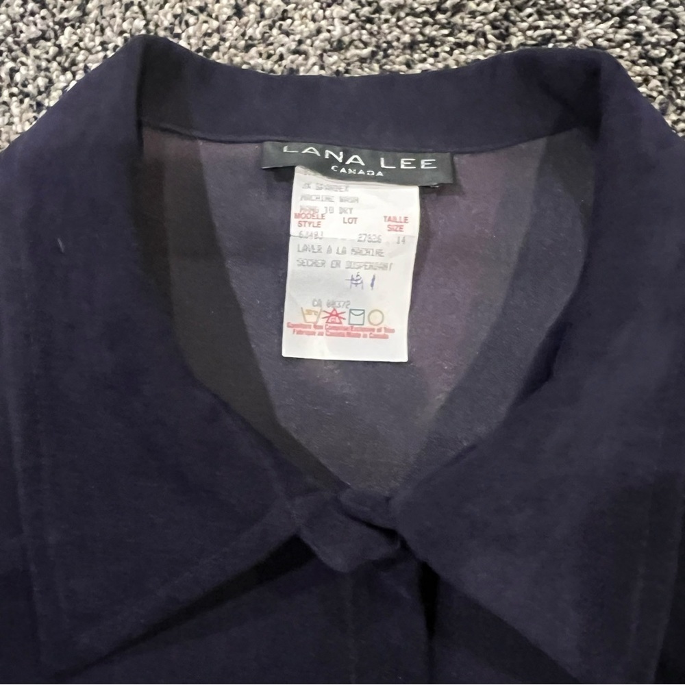 Vintage LANA LEE 3 Pce Suede-Like Dark Blue Suit Set | Size 14 - Picture 11 of 15